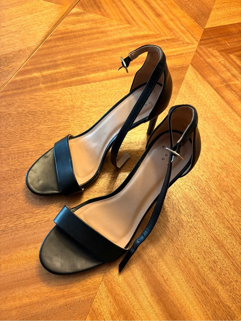 a new day Black Ankle-Strap Stiletto Sandals